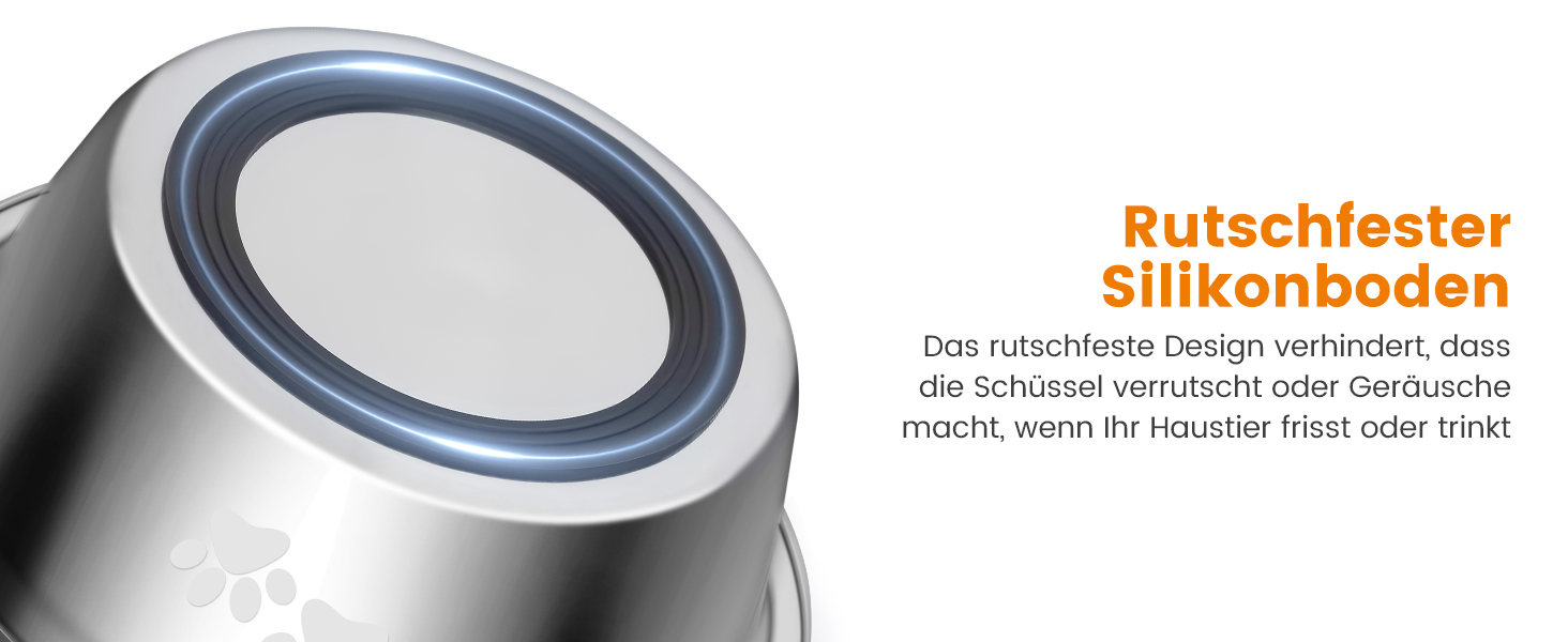 PETTOM Миски для собак з нержавіючої сталі, 2 шт. (3120 мл), миски для корму для собак великих, середніх та маленьких порід, миски для води для собак, антиковзкий силіконовий низ, розмір M - 21 см, сріблясті