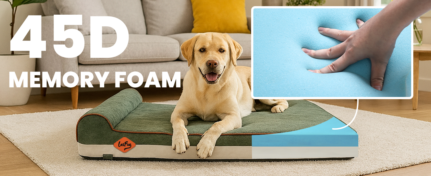 Ортопедичне ліжко для собак Laifug з ефектом пам'яті, велике, водонепроникне, сірий сланцевий колір, 127 x 92 x 23 см