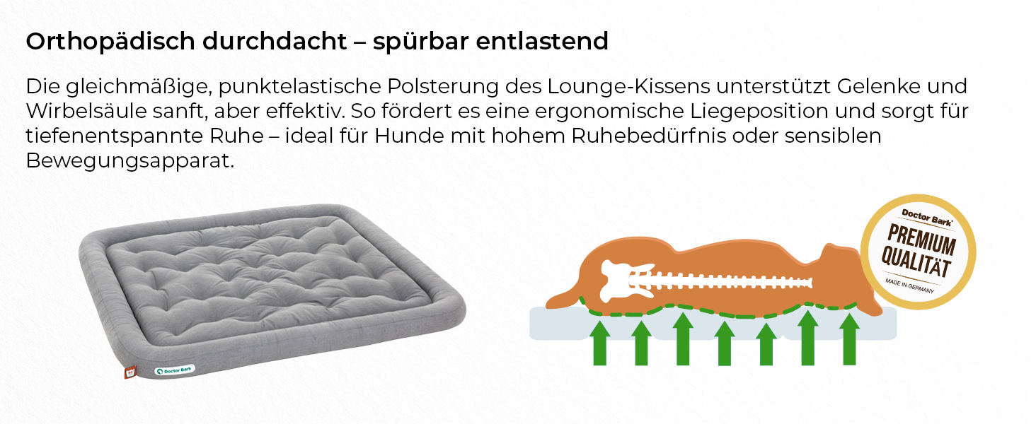 Ортопедична подушка для собак Doctor Bark, 60x55 см, сіра, 95°C, міцна та зручна