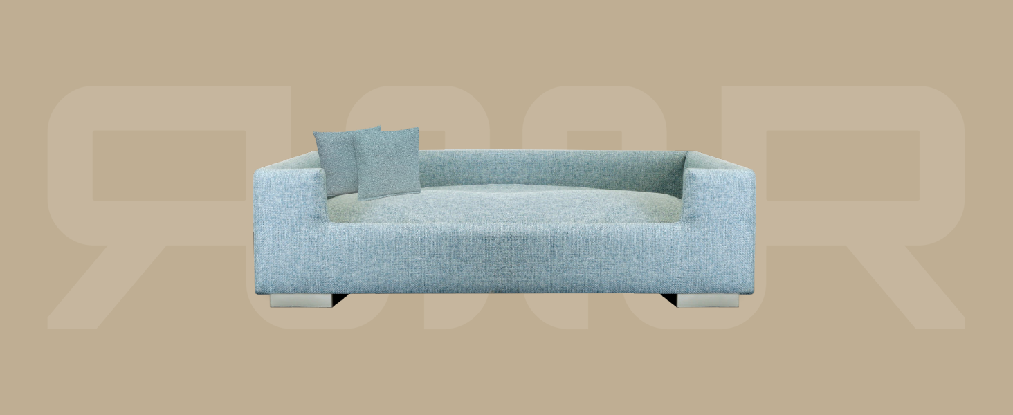 Собаче ліжко Rohrschneider для середніх і великих собак, бірюзове, 90x57x26 см, знімний чохол, міцний поліестер, комплект з 2 декоративними подушками, пране