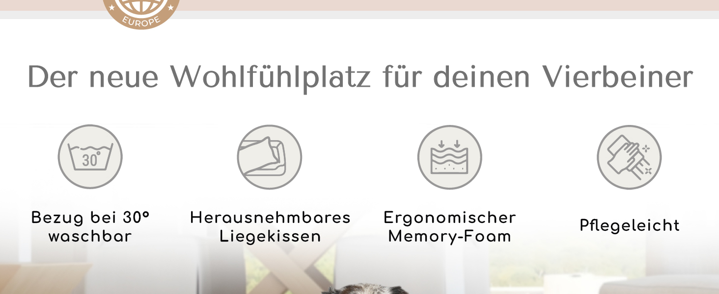 Ортопедичне ліжко для собак Teddy - Корзина для собак, яку можна прати - Ергономічне ліжко для собак з знімним лежаком - Сертифікат OEKO® TEX & Виготовлено в ЄС - Для маленьких, середніх та великих собак (Грейж, L) Грейж L (100x70 см)