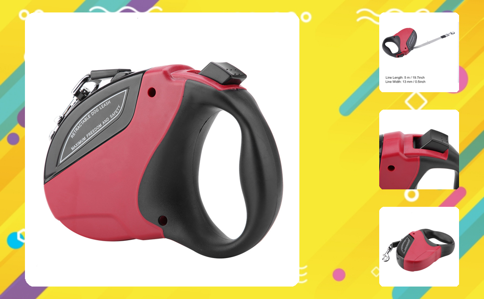 Леєнка для собак 5M з відбиваючим ефектом, автоматична, нейлонова, міцна, з нашийником, для прогулянок та дресирування