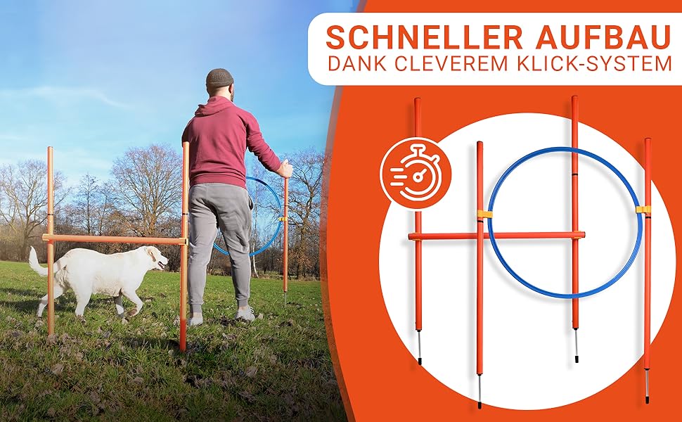 Набір для дресирування собак PfotenGUT® Agility Set [11 предметів] - універсальний набір для аджиліті з тунелем, слаломом та іншим обладнанням для тренування та спорту з собаками - з аксесуарами та сумкою для транспортування (Великий)