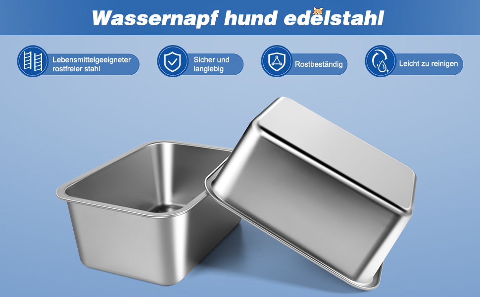 Нержавійна миска для великих собак, 36×27×15 см - миска для води та корму, антиковзаюча, легко миється, для великих та середніх собак