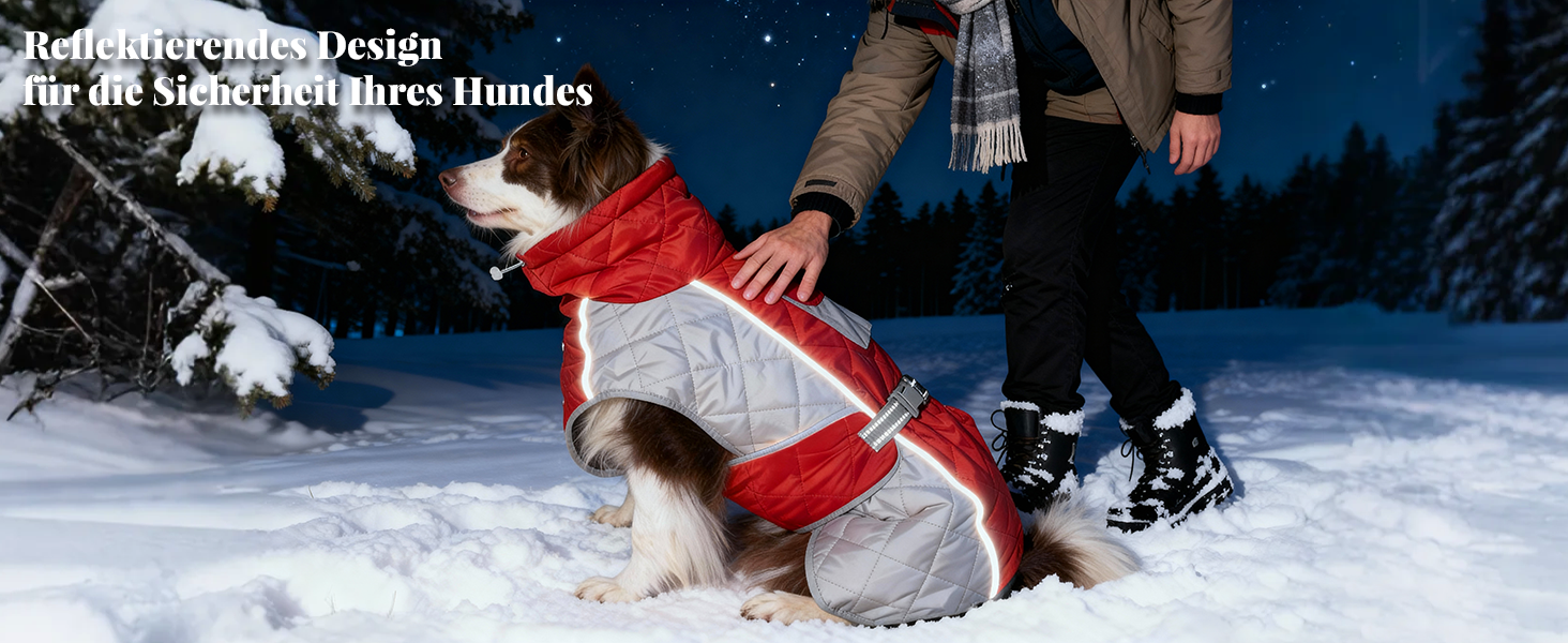 Зимовий теплий куртка для собак, вітро- та водовідштовхуючий, з потовщеним коміром, регульована блискавка, тепла зимова куртка для собак (Червоний/Сірий, M (58,6-68,6 см))