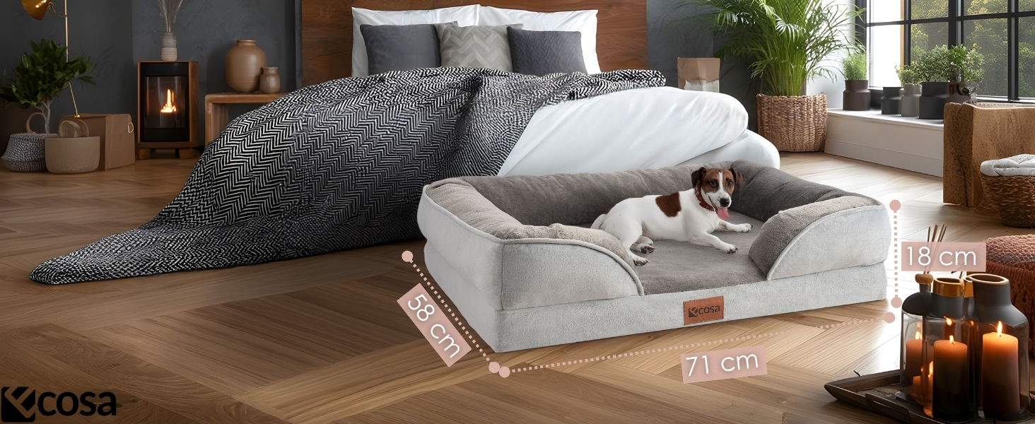 Ортопедичне ліжко для собак Ecosa®: велике, середнє, маленьке. Зручне, миється, знімний чохол