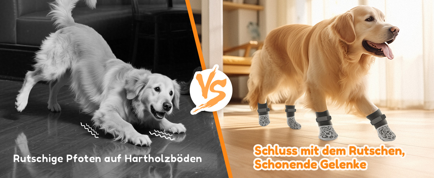 Шкарпетки для собак PICK FOR LIFE проти ковзання, 2 пари, сірі, розмір L, з регульованими ремінцями для дому