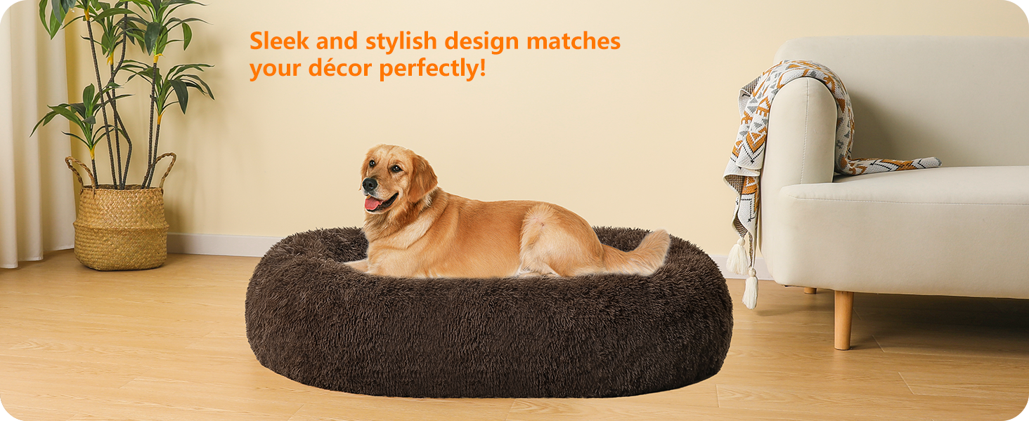 Ортопедичне ліжко для собак, кругленьке, м'яке, для котів та собак, ліжко-софа, коричневе, 100 см, 100x100x20 см
