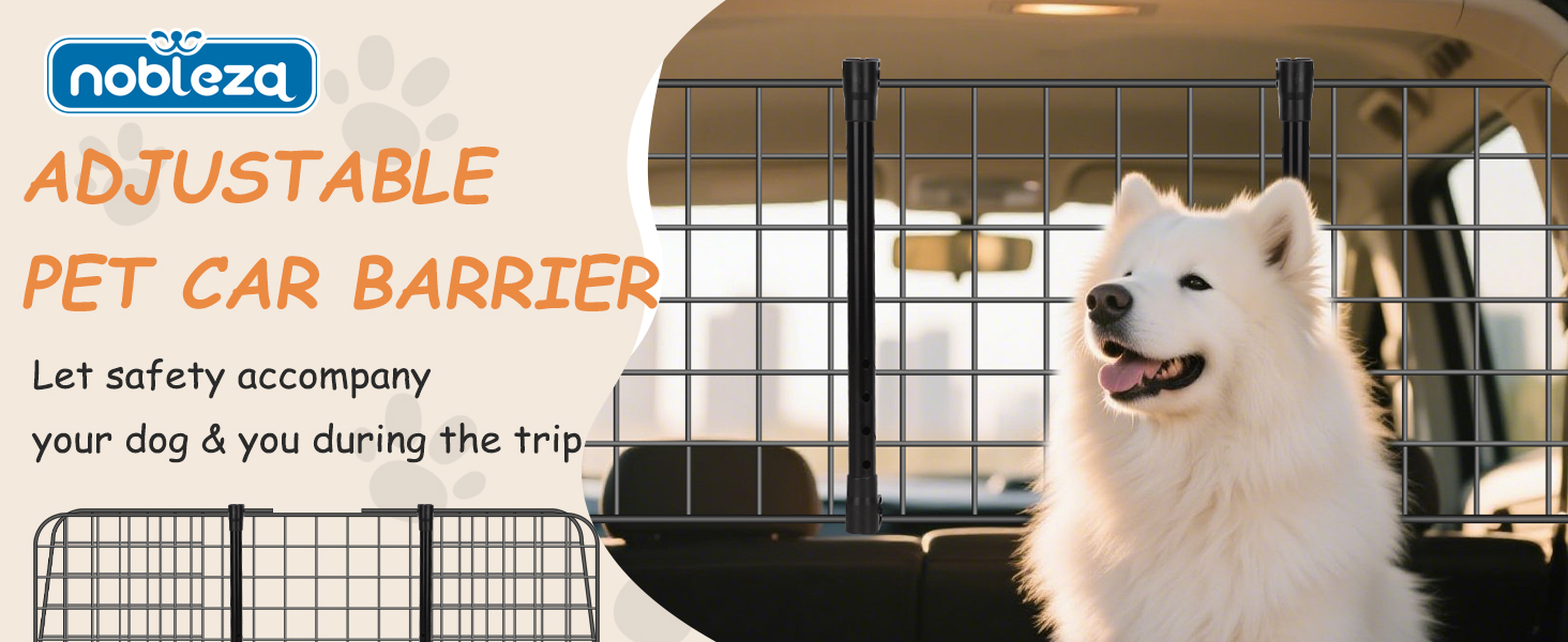 Автозахист для собак Nobleza: сталева перегородка-бар'єр у машину, 96-145x30 см