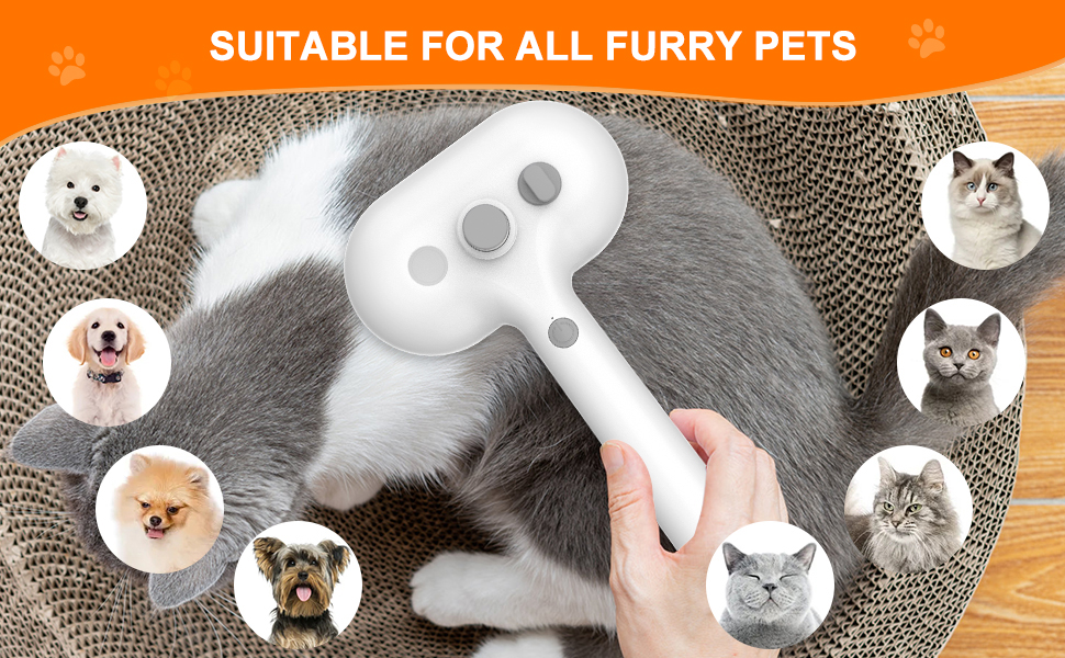 Бьордобра Стімі Кетенбюстш, щітка для котів 3 в 1 зі спіральним масажем, видаляє шерсть, біла