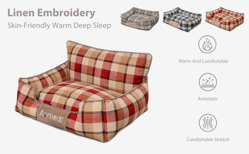 Ортопедичне ліжко для собак PETCUTE, середнього та великого розміру, знімний та миючий чохол, антиковзаюча поверхня, м'яке та комфортне, класичне, червоне