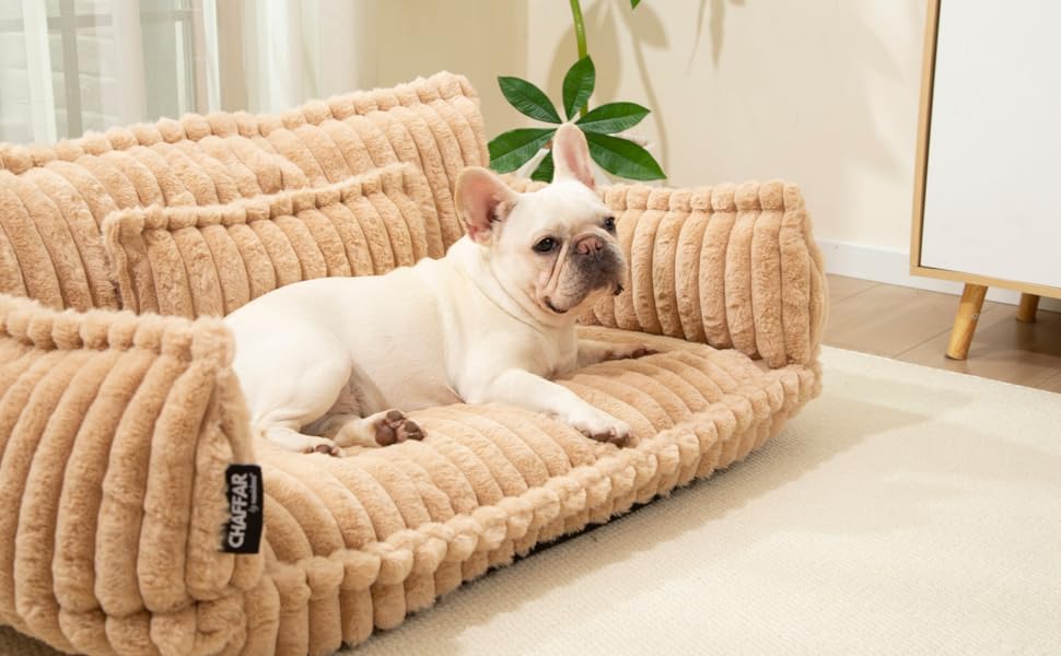 Софа для собак Chaffar | Ортопедичний лежак для собак | Сучасний стиль | Кольорова гама: вугільний | Розмір L (100 см)