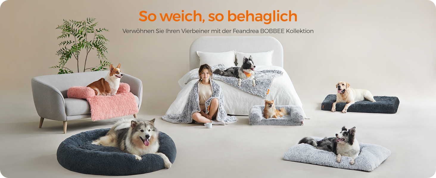 Ліжко для собак Feandrea, м'яка подушка, пухнасте покриття, 110 x 73 см, м'яка підкладка, можна прати, багатофункціональне, Ombré-Сірий PGW203G01 L 110 x B 73 x H 10 см