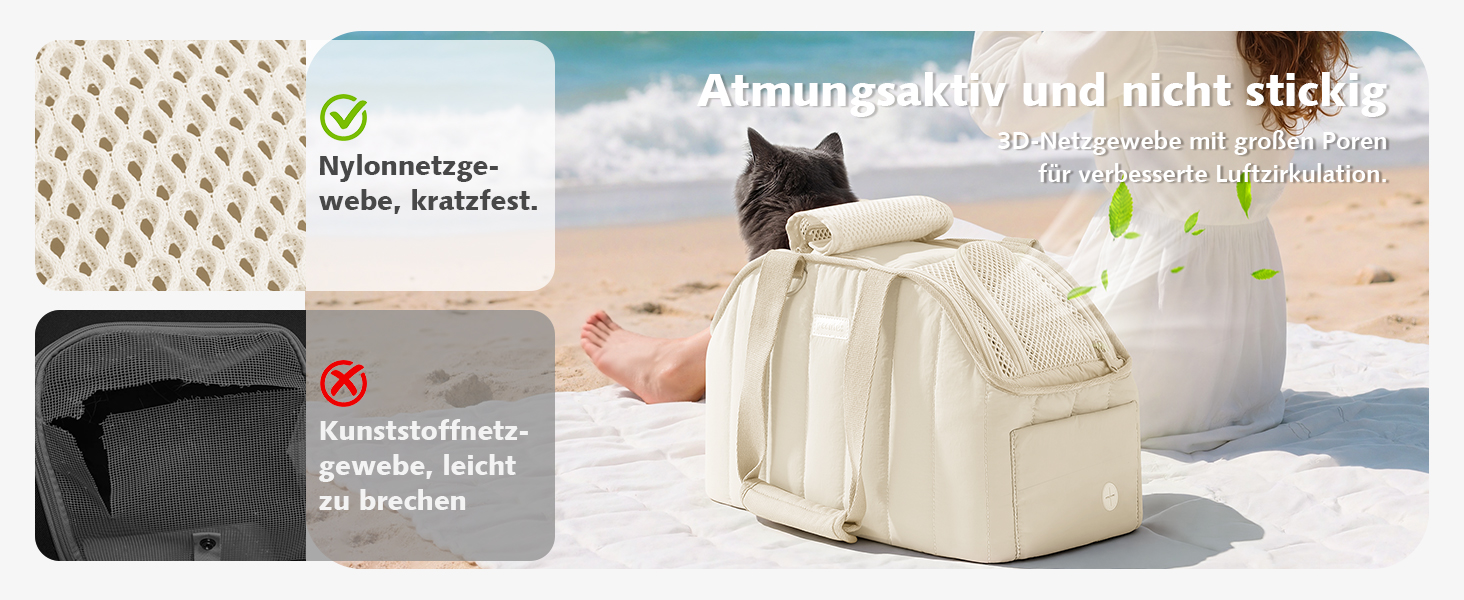 Транспортна сумка для собак Pecute, 4 кг, кремового кольору. Легка, складна переноска для собак та котів, ідеальна для подорожей