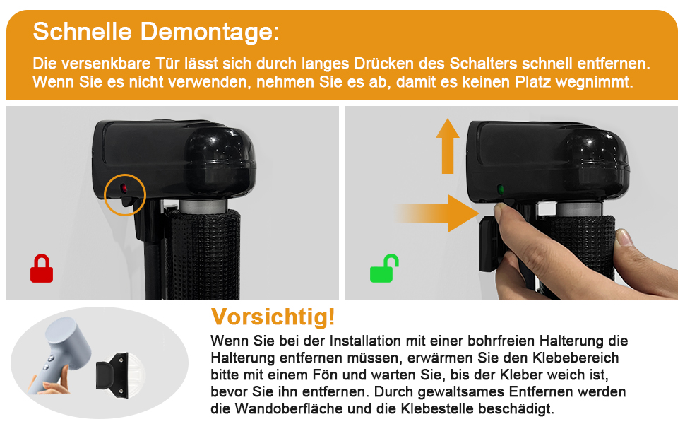 Захист для сходів з замком, розтяжний захист для дітей та собак, ширина 150 см, висота 83 см (140 см/білий, без свердління, автоматичний замок)