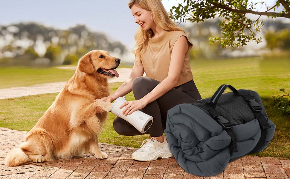 Килимок для собак, лежанка для тварин, портативна матрацна підстилка, водонепроникна, 90х60 см (Сірий). Підходить для маленьких, середніх та великих собак, для подорожей, кемпінгу, машини, переноски, дивана та підлоги.