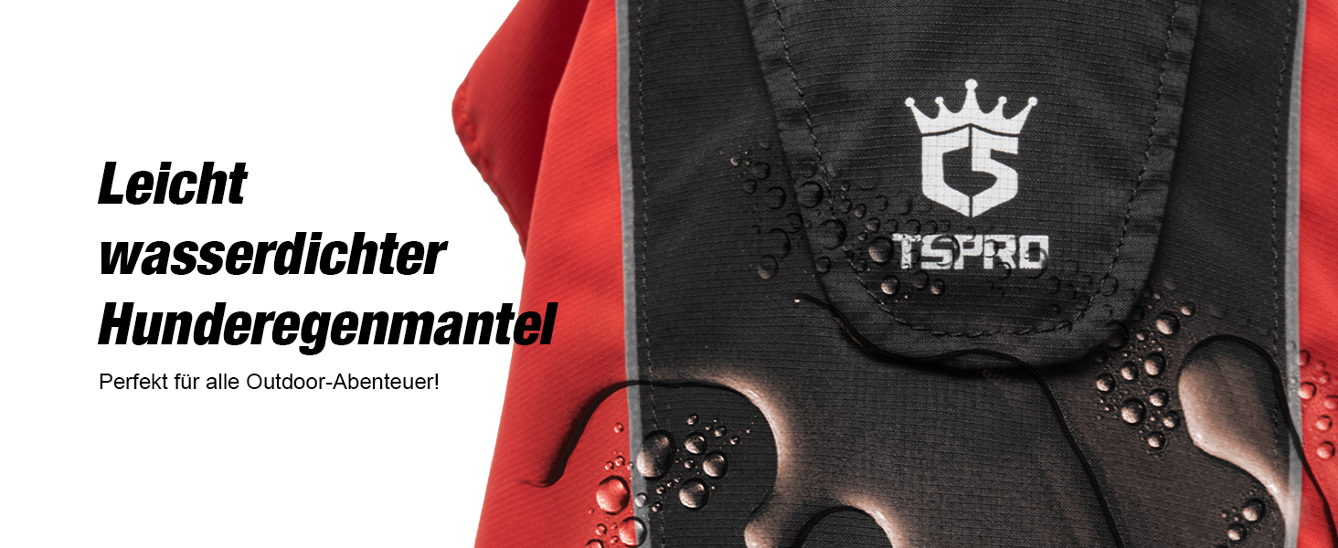Дощовик для собак TSPRO Premium, червоний, водонепроникний, з світловідбиваючими смугами, для собак малих та середніх порід, розмір M (Обхват грудей 54-69 см, Обхват шиї 45-60 см, Довжина спини 39 см)
