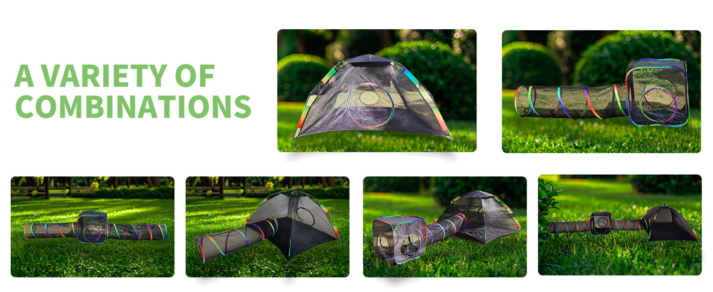 Клітка для котів Homegroove 4-в-1, набір для котів на вулицю з наметом та тунелем, для дрібних тварин