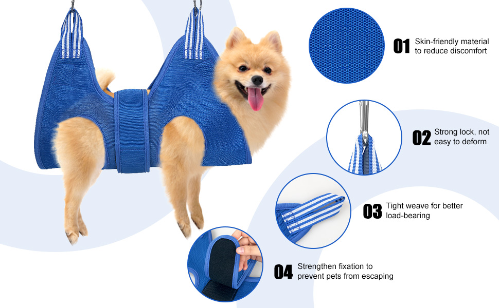 Набір для догляду за тваринами: гамак, пристосування для грумінгу, інструменти для стрижки нігтів (синій, M)