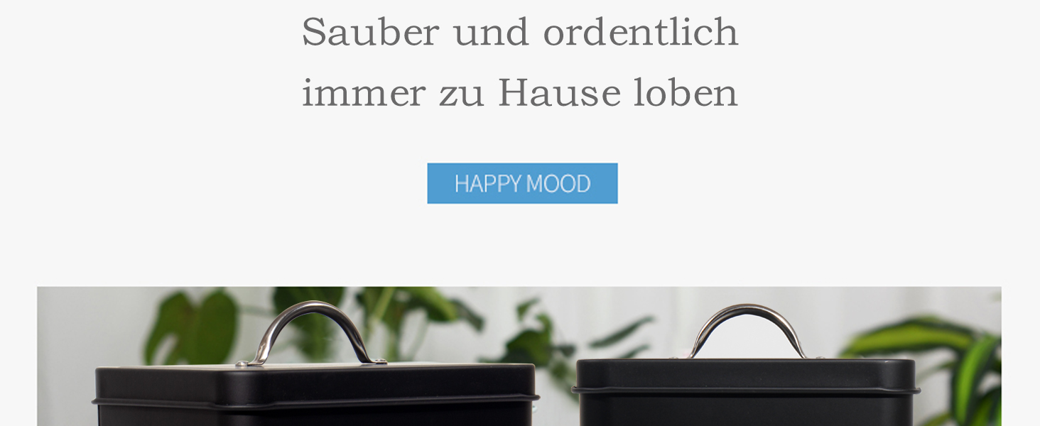 Контейнер для порошку Theo&Cleo 6.5L, металева коробка для порошку, корму для собак/кішок, кавових зерен (колір: вугілля)