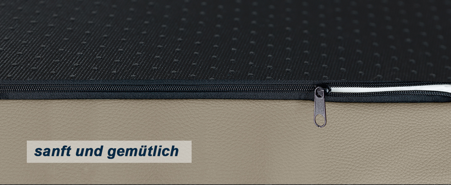 М'яке ортопедичне ліжко для собак середніх порід, коричневе, з антиковзким покриттям, з штучної шкіри, миється, розмір 83 x 55 x 7 см