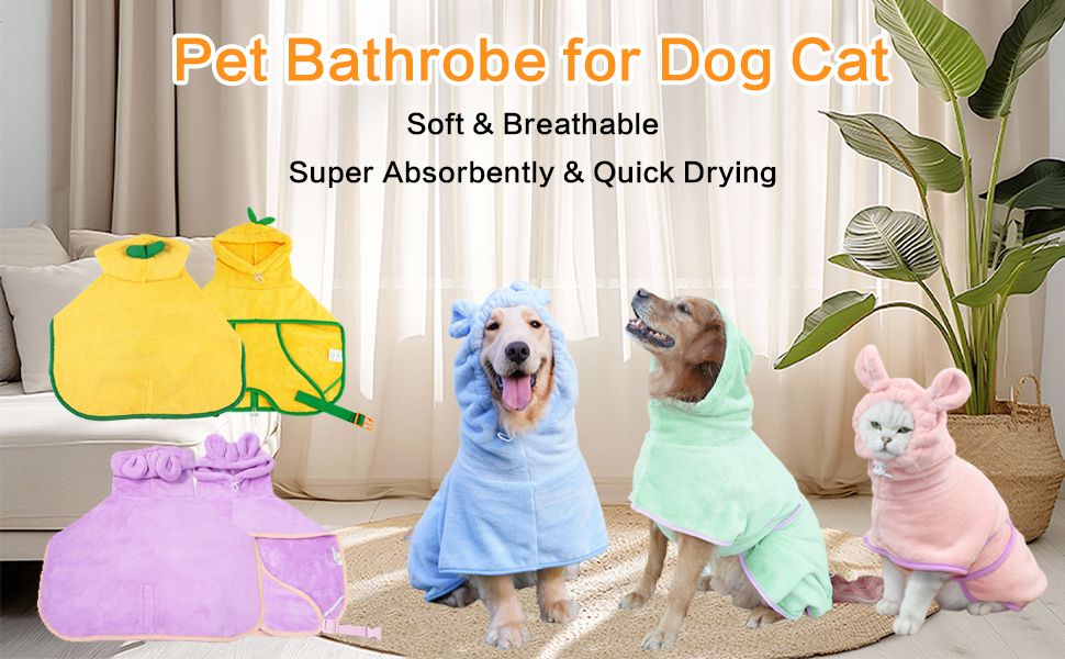 Рушник для собак та котів Fnaobai, халат, швидковисихаючий, з капюшоном, регульований, для басейну, пляжу, XS, зелений