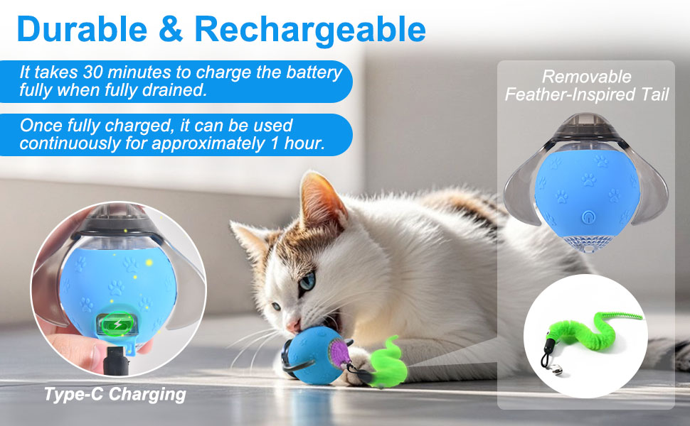 Інтерактивна іграшка для котів - м'ячик з феєрверком, перезаряджається, 2 режими, автоматична іграшка для котів, самостійна розвага, (Помаранчевий)