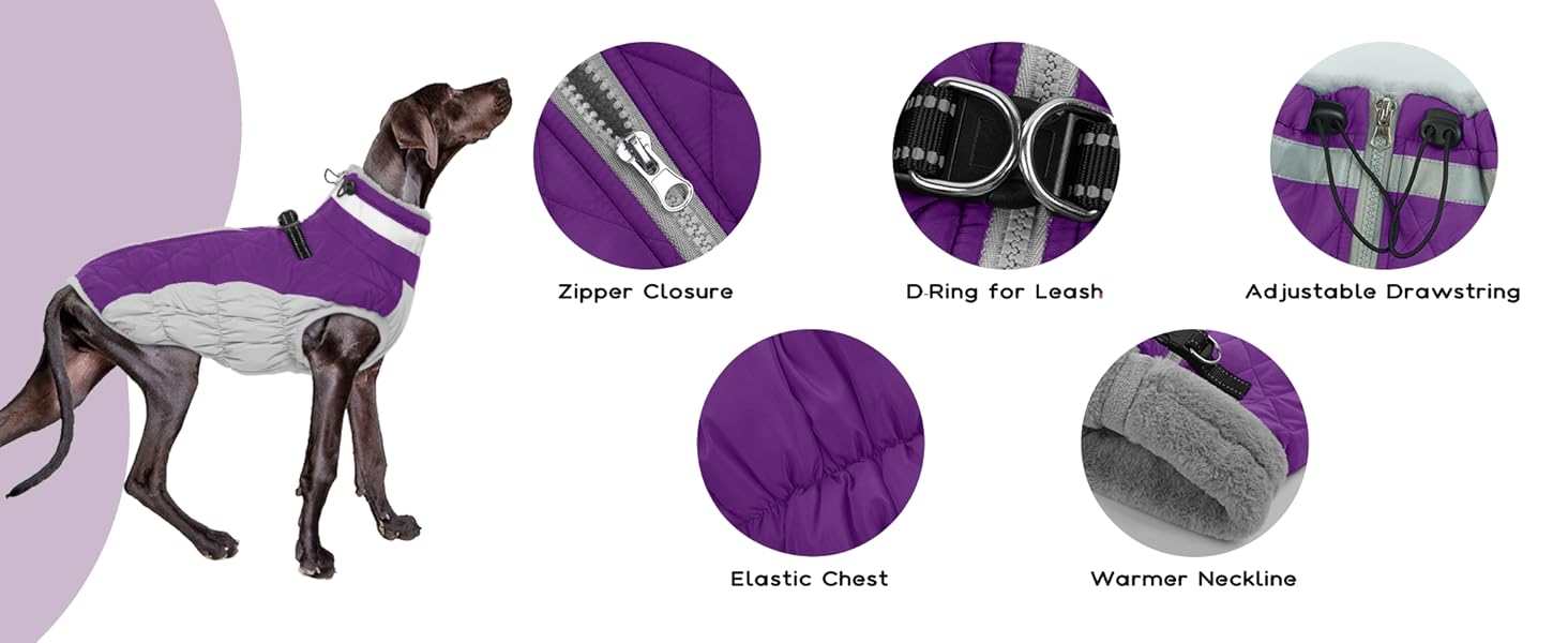 Теплий зимовий одяг для собак PUMYPOREITY: жилет для маленьких собак та цуценят, колір фіолетовий, розмір XS