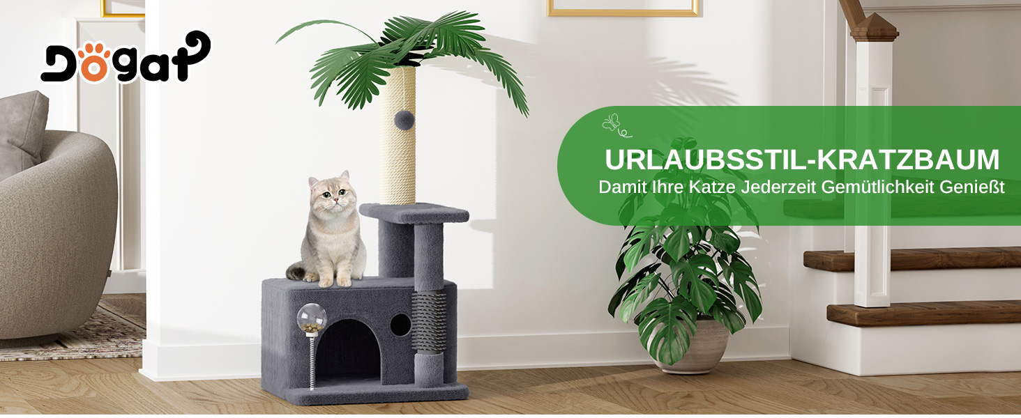 Котячий комплекс Kratzbaum 90 см: кігтеточка, будиночок та іграшки (темно-сірий)