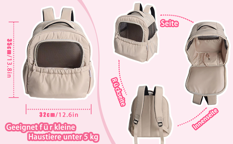 Розширювана переносна коробка для котів – складана переноска для котів та маленьких собак до 6 кг, легка переноска та сумка для собак, дихаюча та компактна переноска, світло-сіра (бежева)