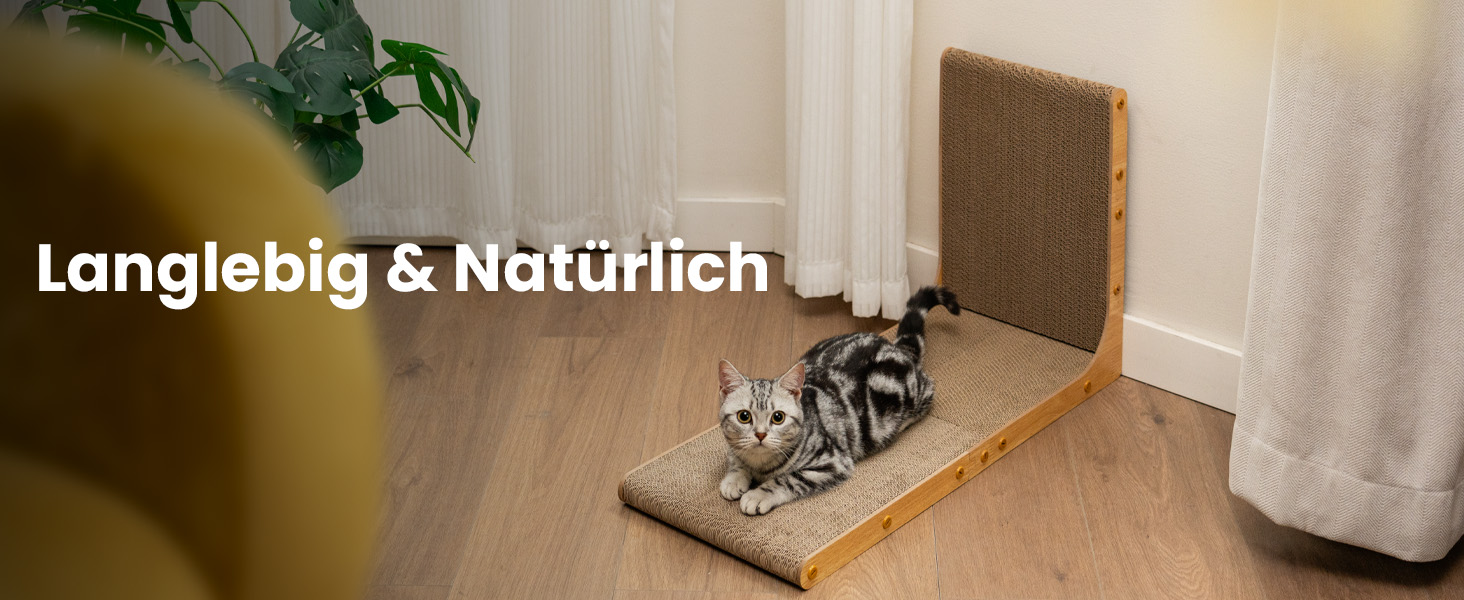 Кігтеточка для котів Conlun L-подібної форми, 58 см, настінний монтаж, вертикальна поверхня для дряпання, міцна картонна поверхня для захисту меблів, велика, біла (2 шт., світле дерево)