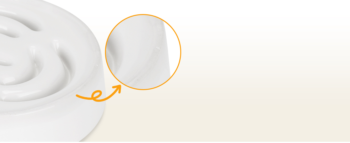 PETTOM Миска для собак протиковтання, кераміка, Ø 21 см, для великих та малих собак, Slow Feeder, білий