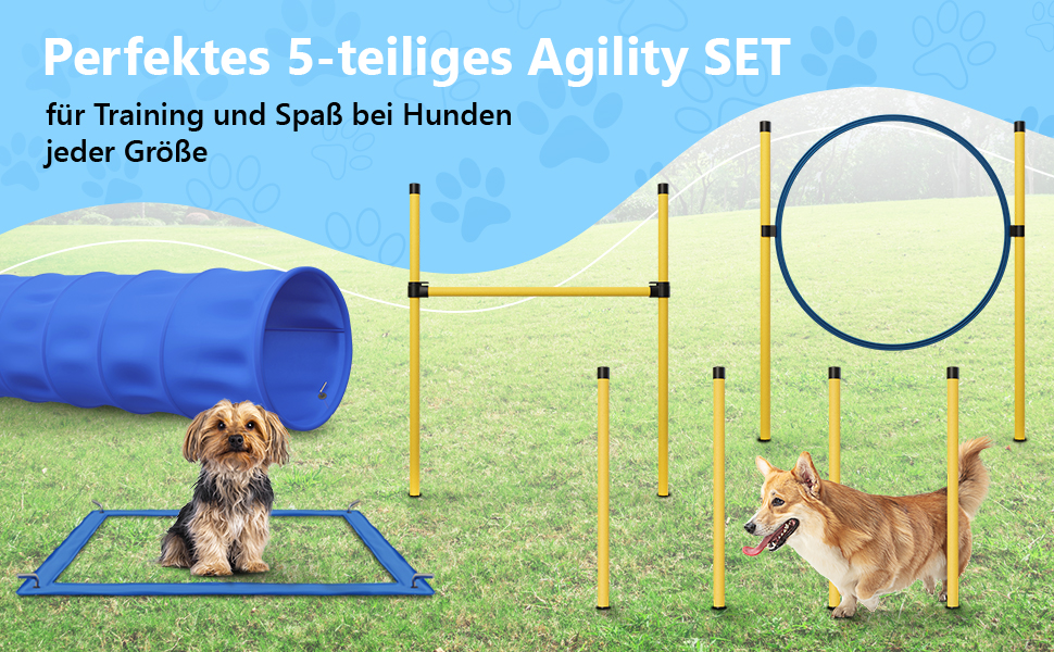 Набір для аджиліті для собак Huskl Agility Set: тунель, стійки, кільце, коробка для відпочинку. Аксесуари для аджиліті та тренувань собак.