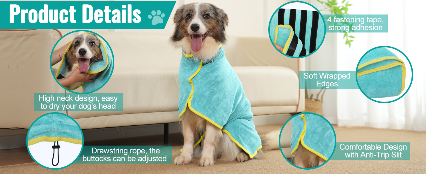 Рушник для собак Hezzuv: ультрапоглинаючий, з мікрофібри, для сушіння після снігу, для цуценят та дорослих, блакитний (S)