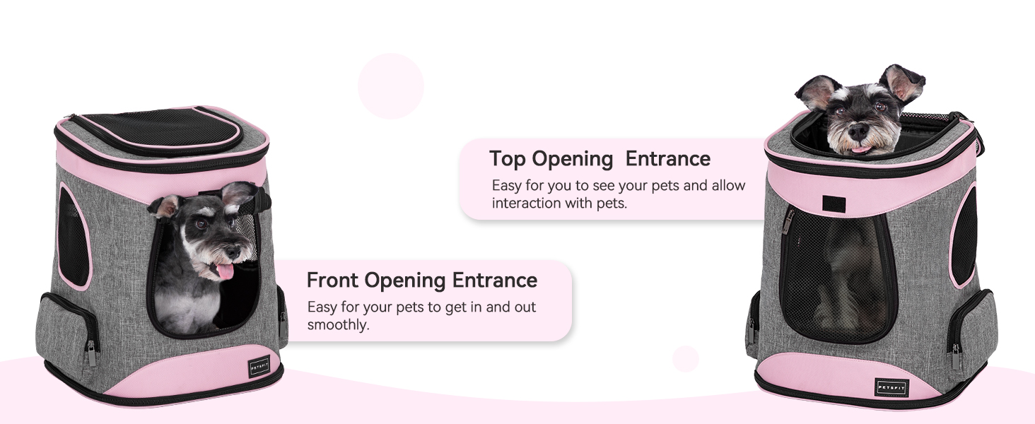 Рюкзак для кота та собаки Petsfit - зручний та дихаючий, до 5 кг, з сіткою та регульованим ременем, зелений (сірий & рожевий)