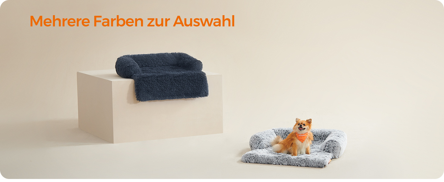 Ліжко для собак Feandrea FluffyHug, плюшеве, м'яке, розмір M, 80 x 75 x 16 см, сірий колір, для маленьких та середніх собак