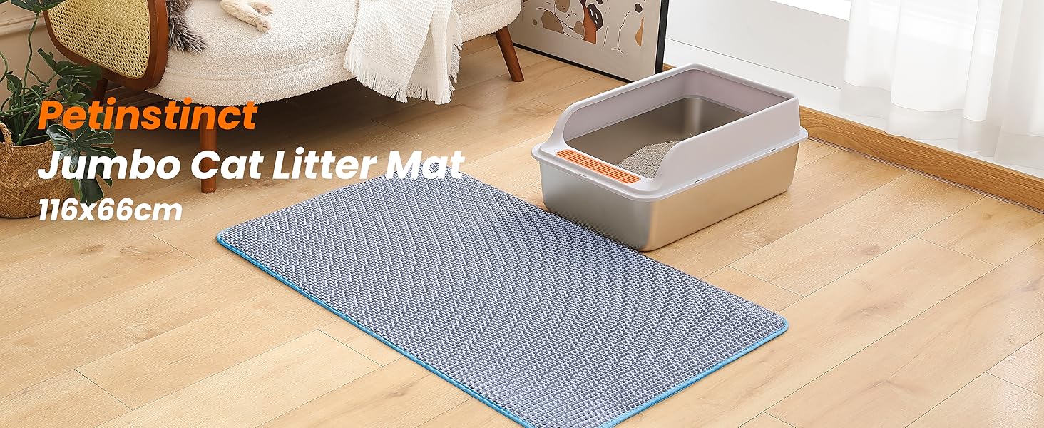 Килимок для котячого туалету Petinstinct, 116x66 см, блакитний, водонепроникний