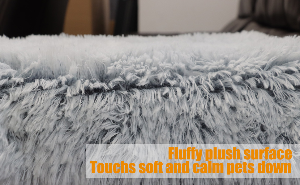 М'яке ліжко для собак середніх порід та котів, 75 x 50 x 8 см, плюшеве, миюче, сірий омбре