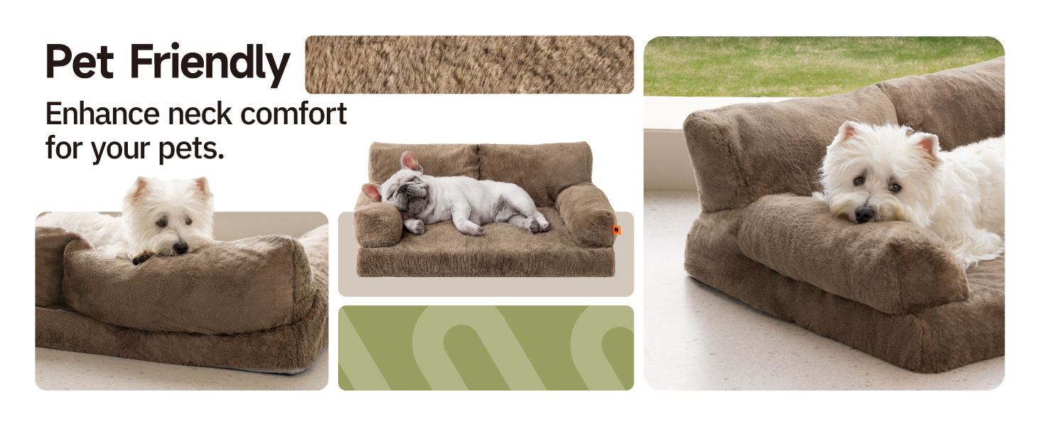 Ортопедичний лежак для собак MeWoofun, середній, водонепроникний, антистресовий плюшевий чохол, 90 x 65 x 30 см (Коричневий, L)