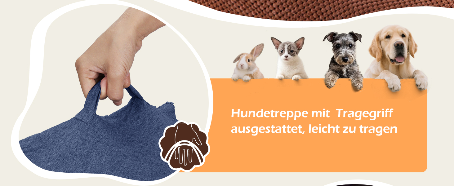 Сходинки для собак та котів: 4-ступенева переносна драбинка з високощільних матеріалів, коричнева