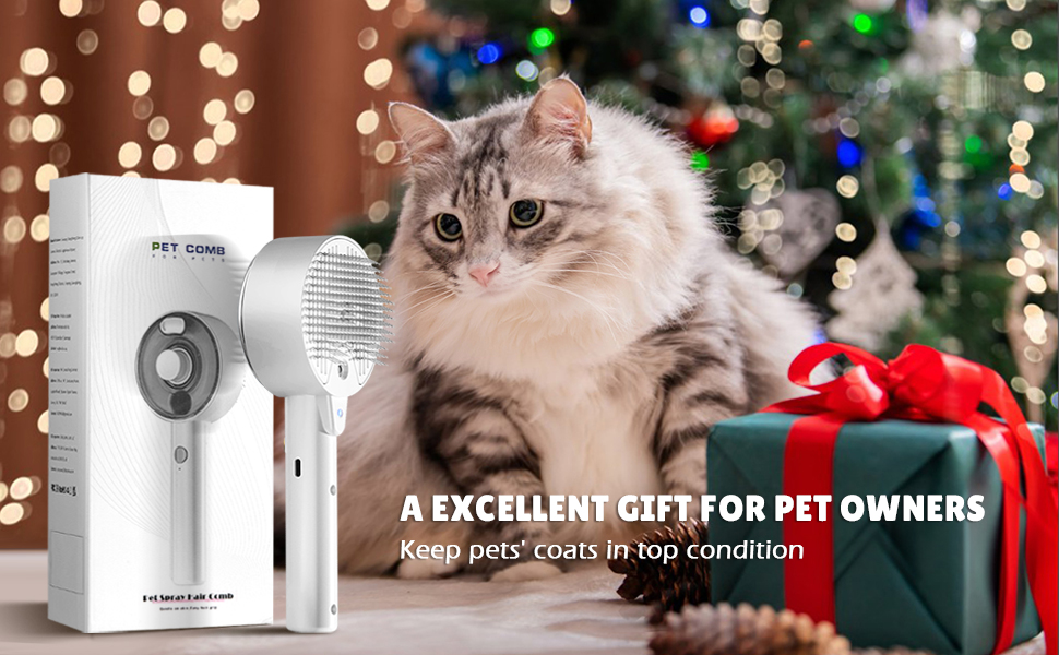 Бурштук для котів з парою 4-в-1: чищення шерсті, видалення ворсу, для собак та котів (білий)