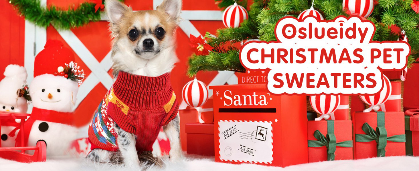 Теплий зимовий пуловер для собак з новорічним дизайном. Ідеальний для маленьких та середніх собак, чихуахуа. Зручний, з флісу, для святкування Різдва.