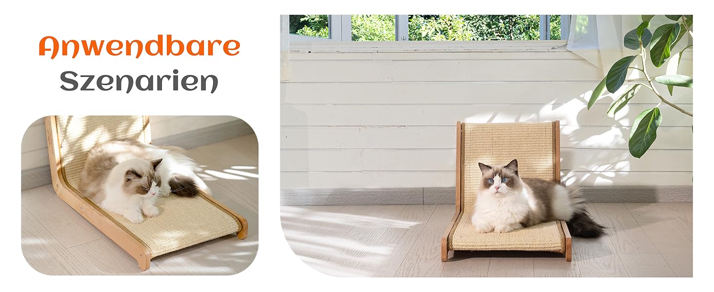 Котячий дряпак CheerPals L-подібний з сизалю - міцна конструкція з бука, 58x37x48 см