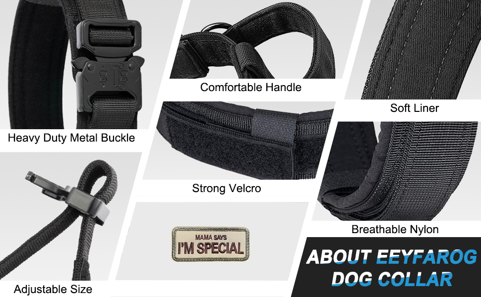 Нашийник для собак регульований з контролем, тактичний нашийник з нейлону, з м'якою підкладкою, з металевою застібкою, для середніх та великих собак, для полювання, тренувань, активного відпочинку, чорний, розмір L (45-54 см)
