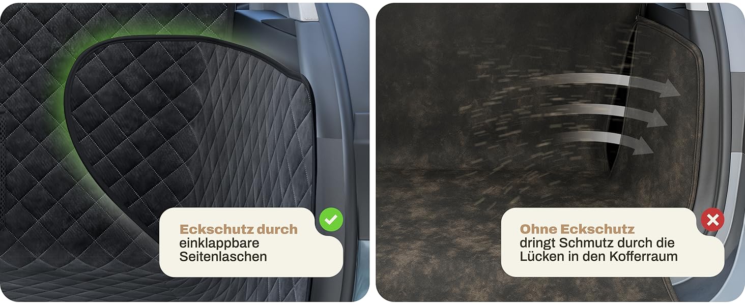 Захист для багажника авто від бруду та подряпин для собак HELDENWERK, чорний, преміум-якість, стежканий, з захистом бокових панелей та краю багажника, водовідштовхувальний, універсальний