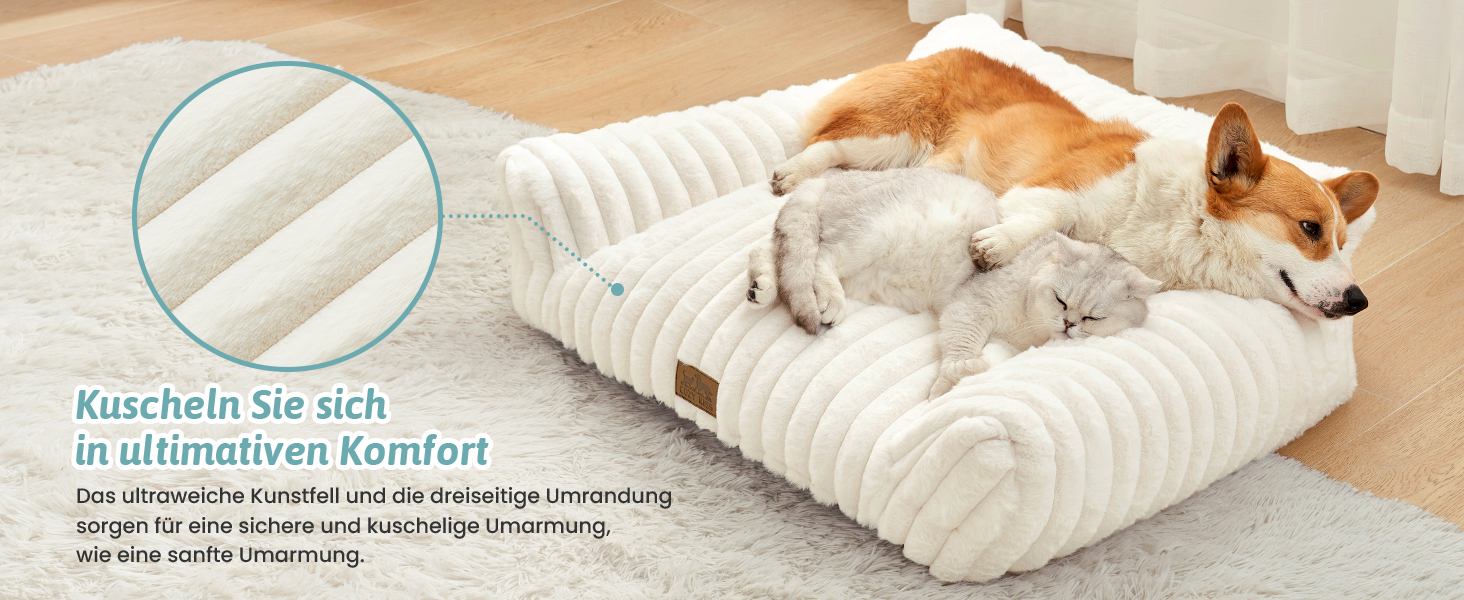 М'яке ліжко для котів COZY KISS, 65x44x30 см (Сірий) - для великих котів та маленьких собак, з антиковзаючою основою