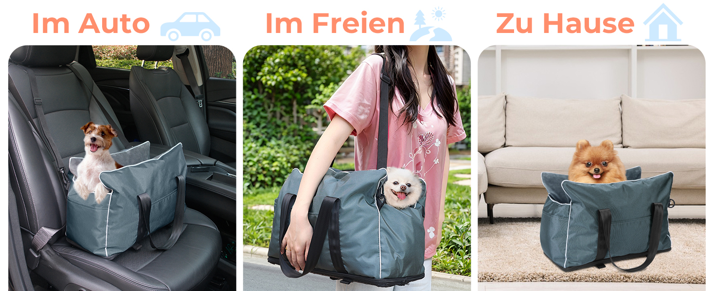 Автокрісло для маленьких собак та котів, кріплення на середню консоль, знімний, можна прати, з хутром, для цуценят, м'яке, тепле, сіре, маленьке