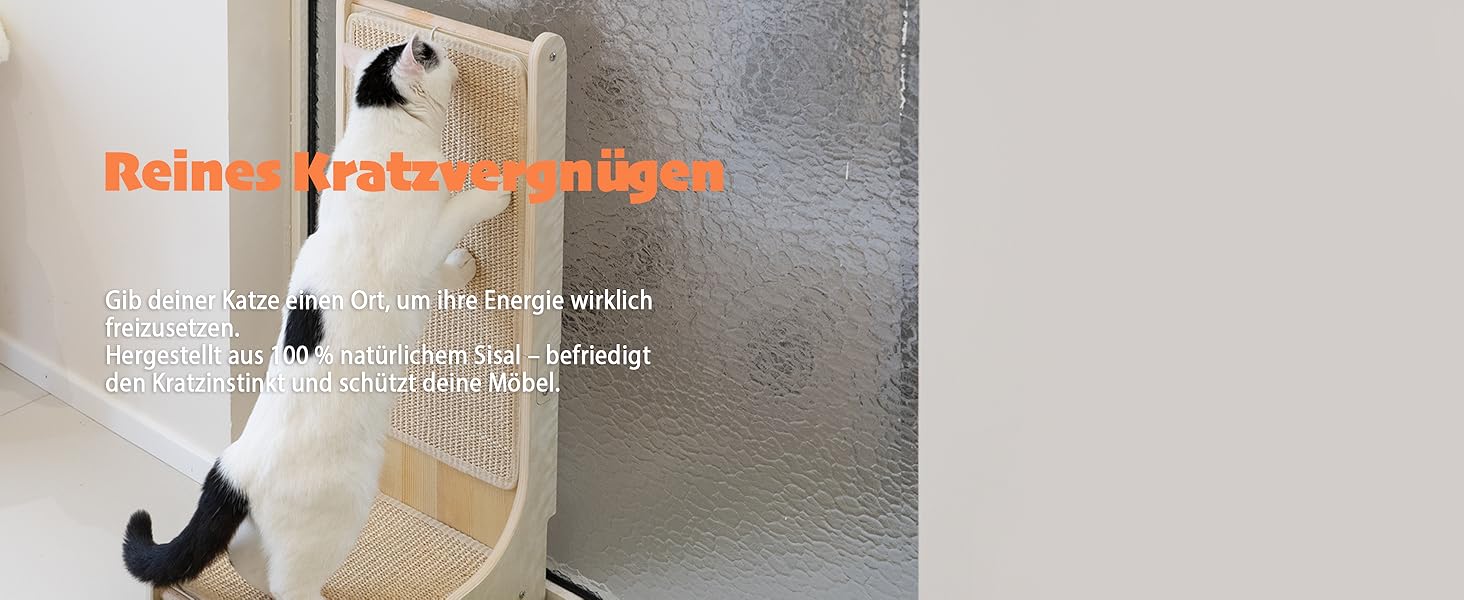 PETKARAY Котячий когтетоп з сизалю, L-подібний, 66 см, 105° вертикальна поверхня для шліфування кігтів, з іграшками, для стіни та кута