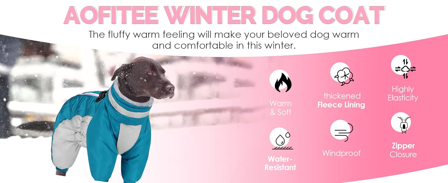 Зимовий комбінезон для собак AOFITEE - теплий водонепроникний зимовий одяг для великих собак з ніжками, підходить для Французького бульдога, колір: бордовий