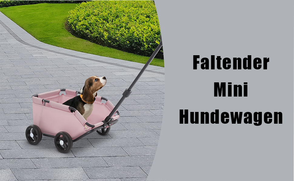 Візок для собак, складаний, Mini, рожевий: зручний для маленьких собак до 7.5 кг, 86x51x35 см